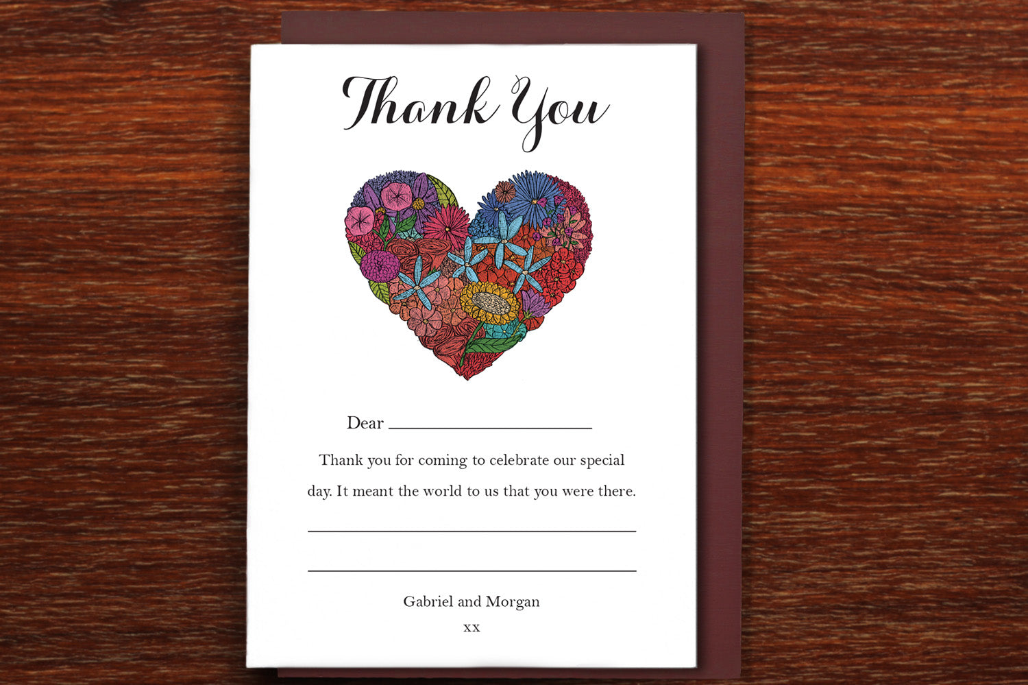 Heart of Flowers - Wedding Thank you
